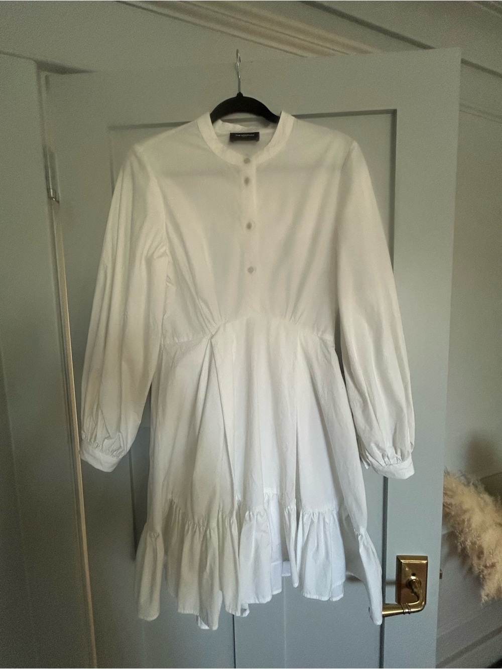 The Kooples Paris White Cotton Tiered Mini Dress Size 2 Romantic Poplin Dress